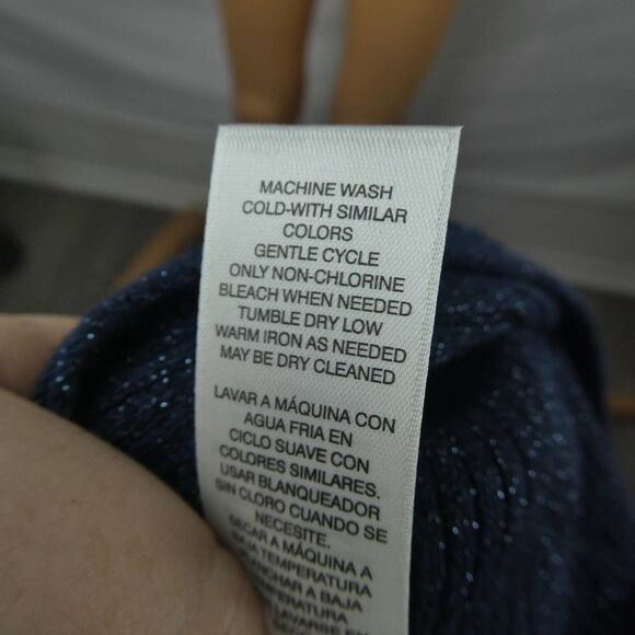 Chico's Navy Blue Metallic Dolman Sleeve Pullover Sweater Ribbed 1 Small - Picture 9 of 10